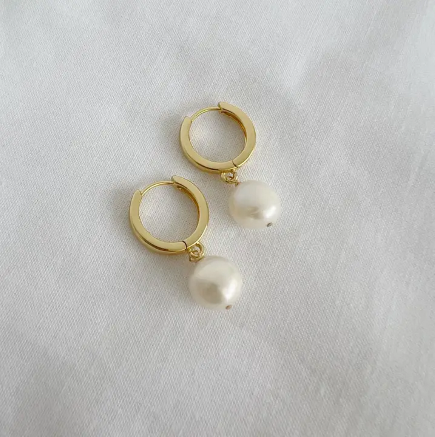 Addison Freshwater Pearl Huggie Hoops Earrings Gold Filled