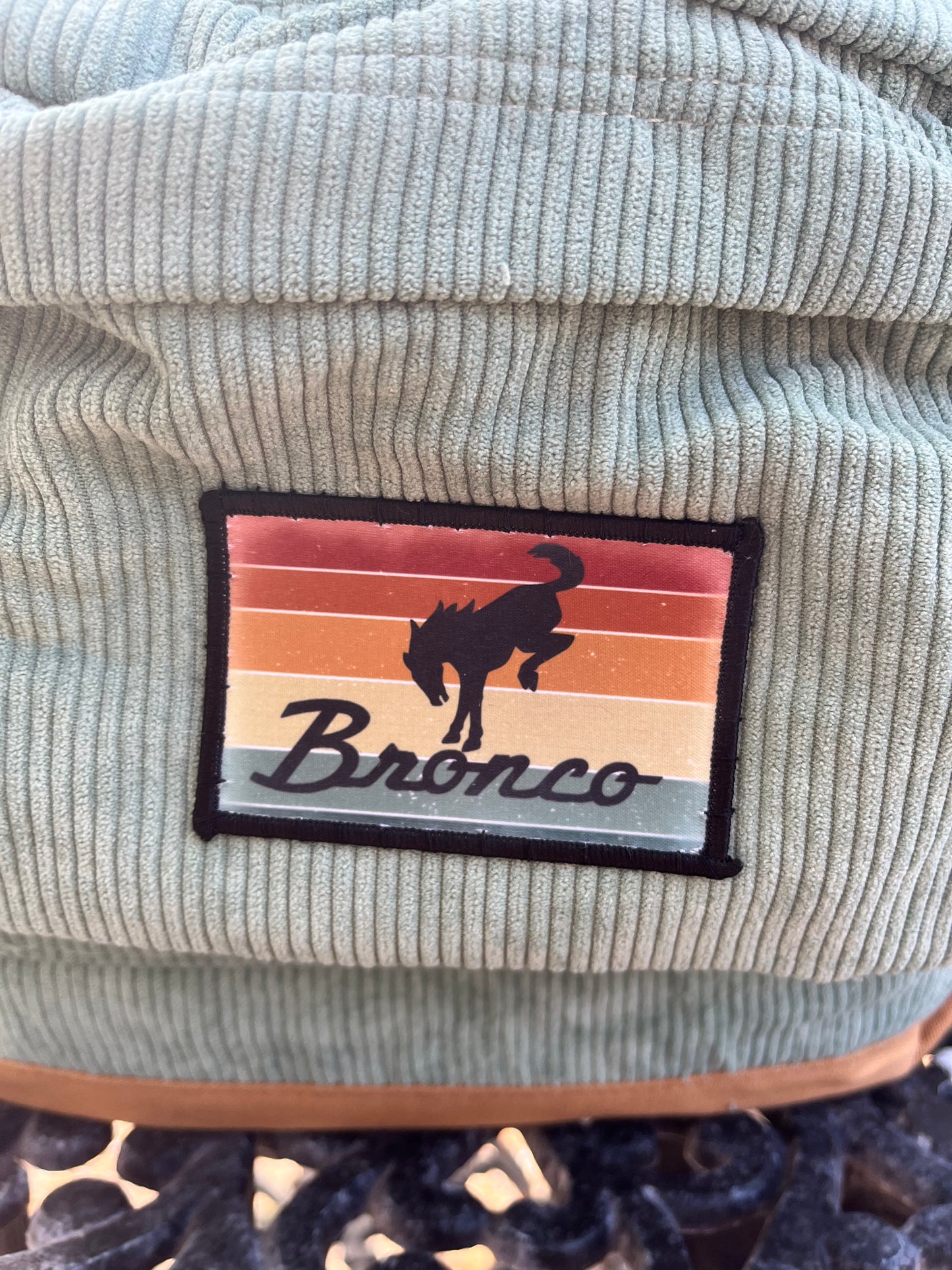 Ford Bronco Sage Green Cotton Corduroy Backpack Large w/Salty Soul Patch