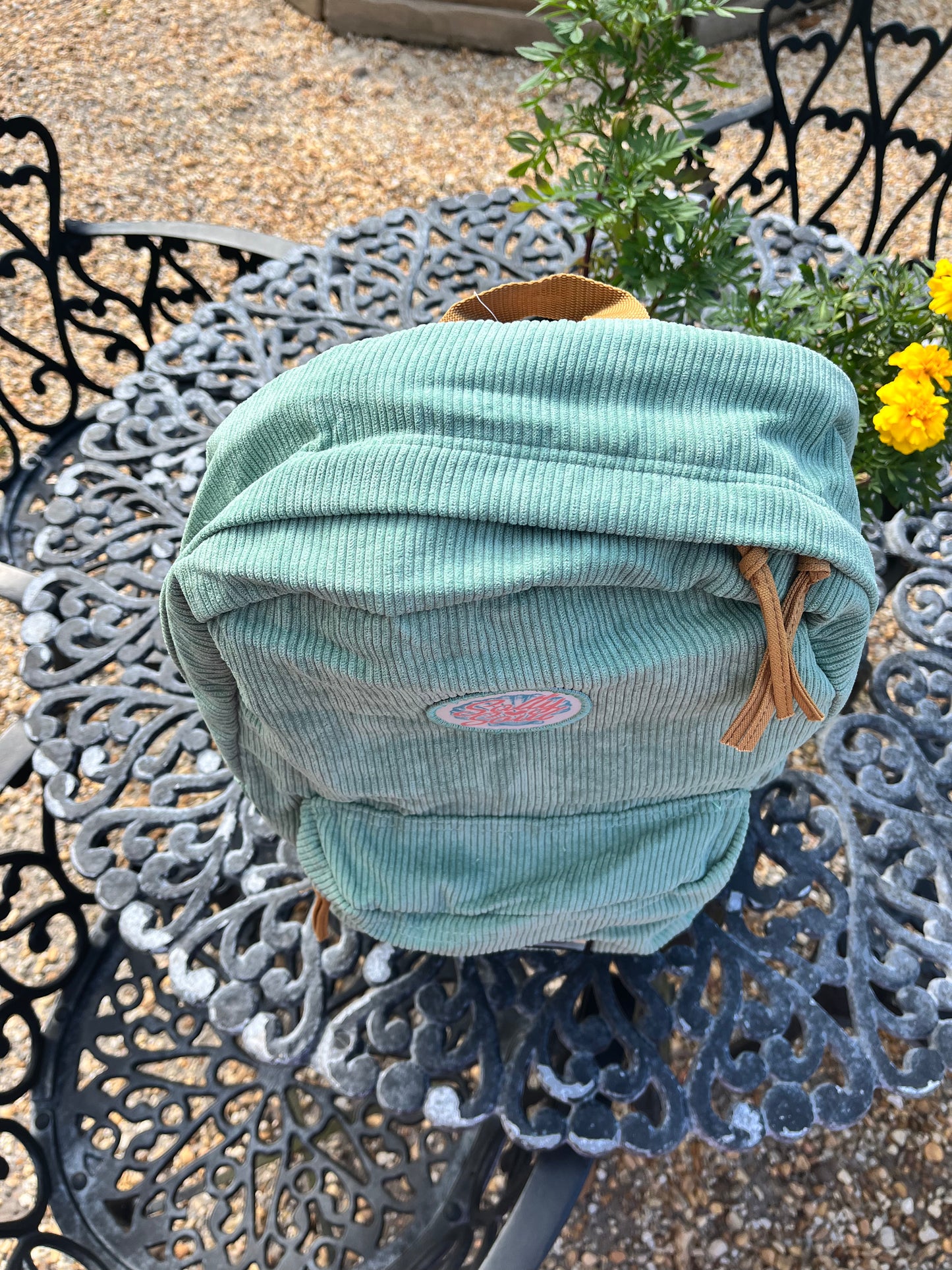 Ford Bronco Sage Green Cotton Corduroy Backpack Large w/Salty Soul Patch