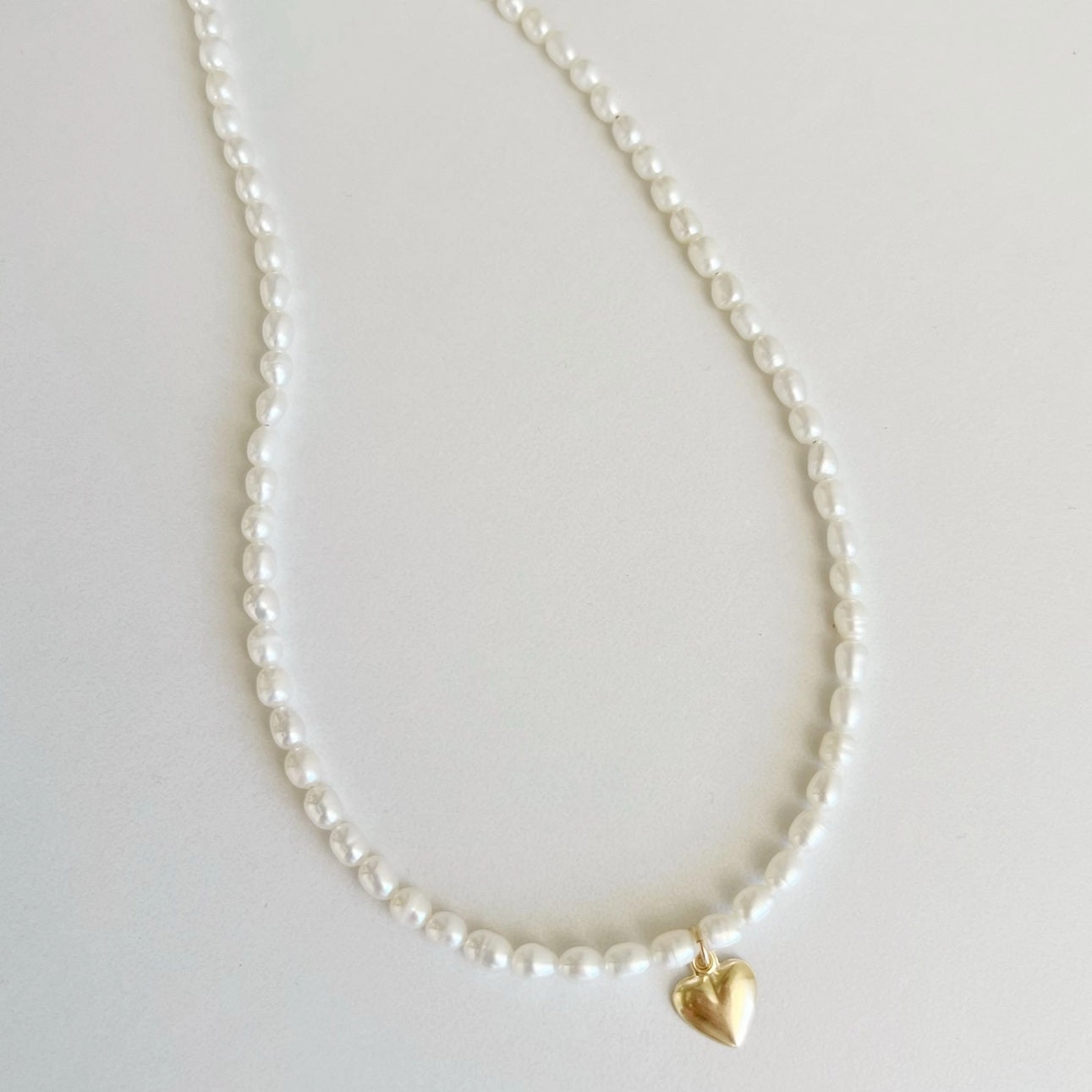 Kassandra Heart Freshwater Pearl Beaded Necklace Gold Filled