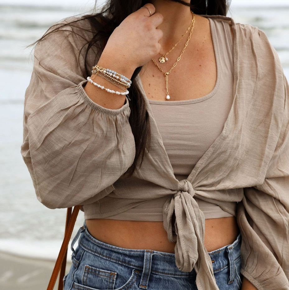 Sandy Pearl Beach Sand Dollar Charm Necklace Gold Filled