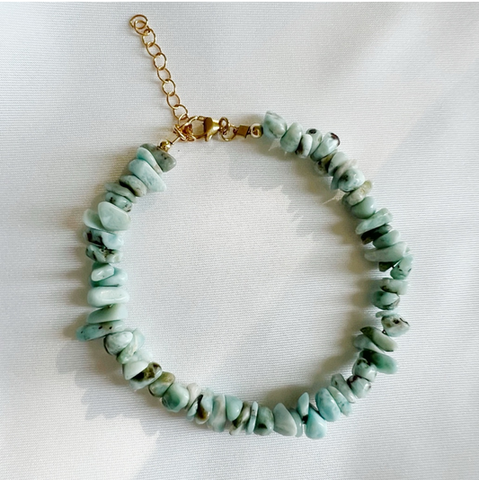 Sanibel Larimar Beaded Bracelet Gold Filled
