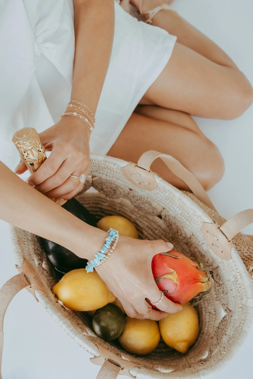 Sanibel Larimar Beaded Bracelet Gold Filled